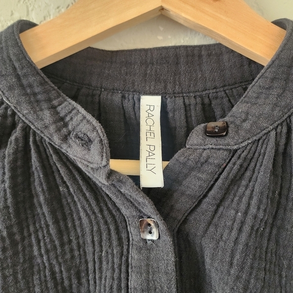 Rachel Pally Gauze Knit Button Front Crop Oversize Top Minimalist Boho Basics XS - Picture 9 of 10